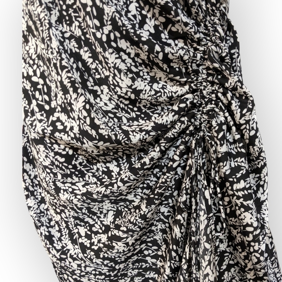 NORDSTROM RACK Shirred Trailing Vines Black Satin Dress (Plus), 1X - Picture 11 of 13